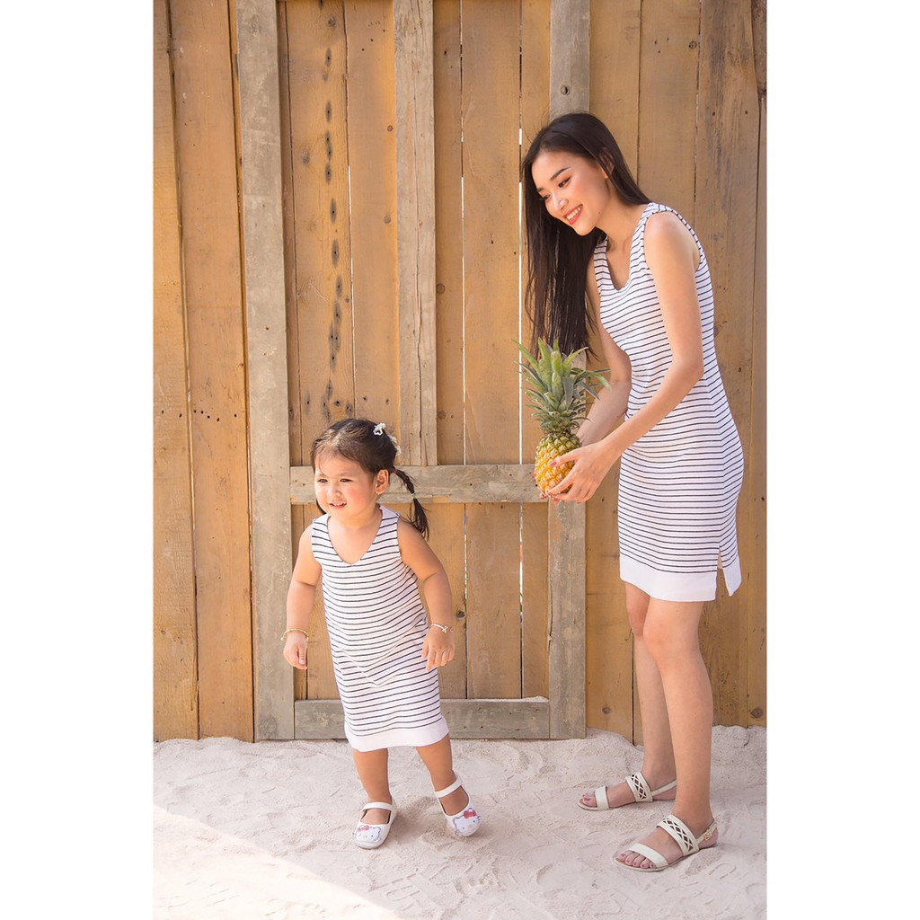 ĐẦM SỌC COTTON SUÔNG MẸ BÉ