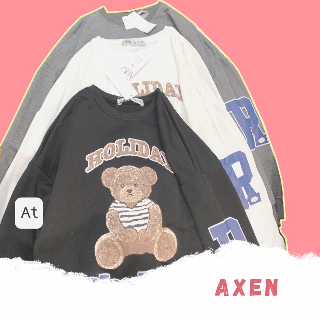 Áo sweater tay phồng, chất áo nỉ dày dặn Holliday Bear (A11) | BigBuy360 - bigbuy360.vn