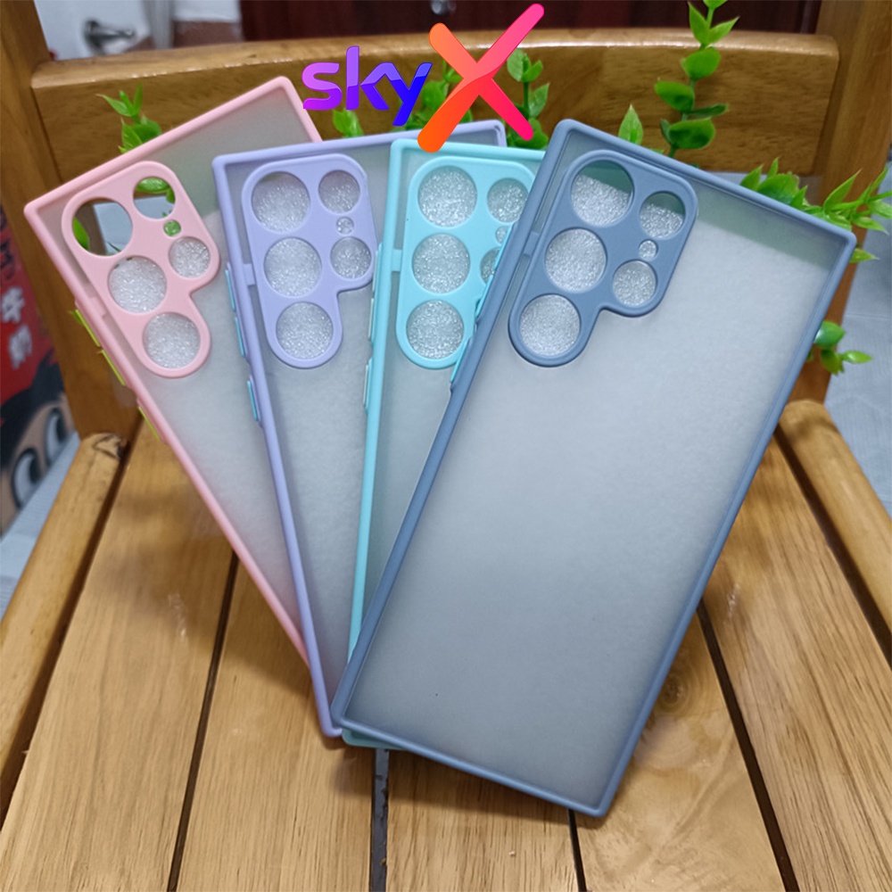 Ốp lưng SAMSUNG nhựa cứng viền màu bảo vệ camera S22 S22 plus S22 Ultra S21FE