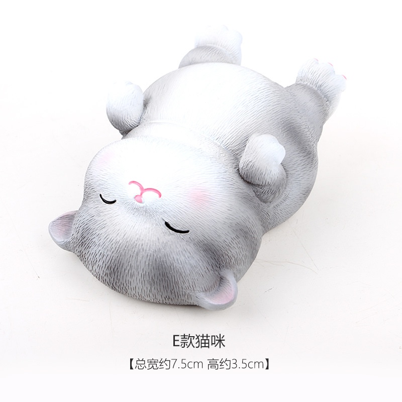 Set mô hình 5 mèo con SOUVENIRS, mô hình mèo mini để bàn màu xám full biểu cảm đáng yêu dễ thương cute