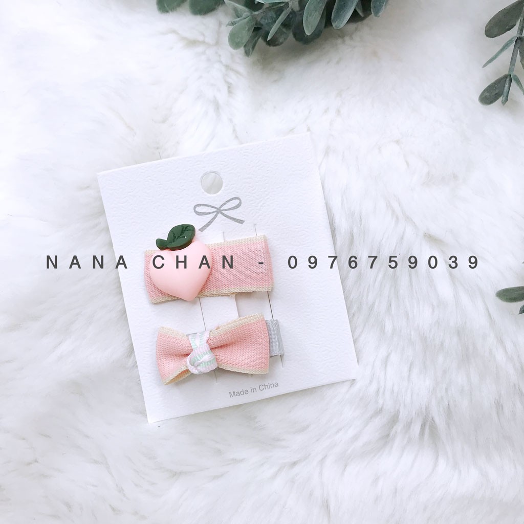 [I013] Set cặp tóc nơ đính nhựa cho bé