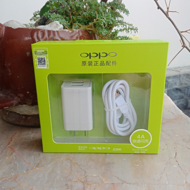 BỘ SẠC OPPO 4A-DOCK SẠC+CÁP SẠC CÔNG NGHỆ VOOC 2 cổng USB- Sạc nhanh