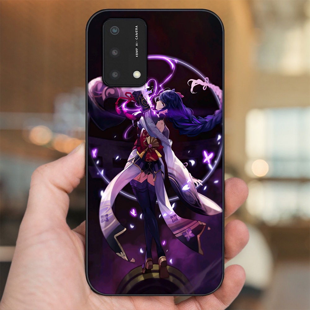 Ốp lưng Oppo A74, A93 5G, A95 viền đen in hình Raiden Shogun Genshin Impact