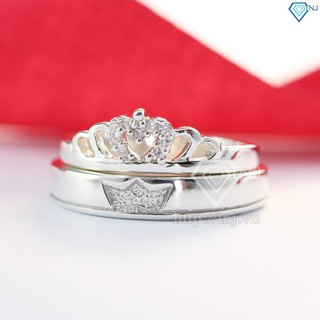 Nhẫn đôi bạc nhẫn cặp bạc đẹp King Queen đơn giản