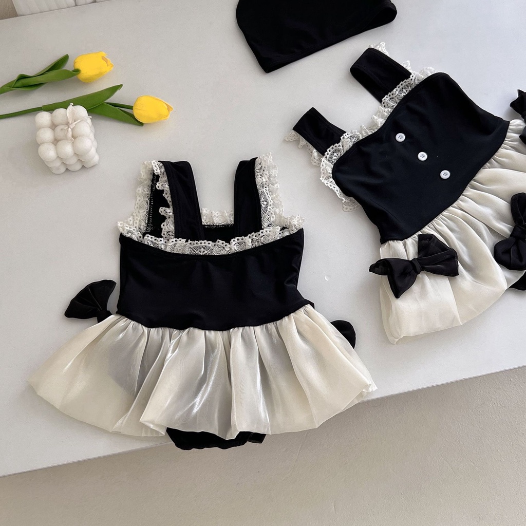 Bộ Đồ Bơi Phối Ren Thoáng Khí Thời Trang Mùa Hè Phong Cách Hàn Quốc Cho Bé Gái