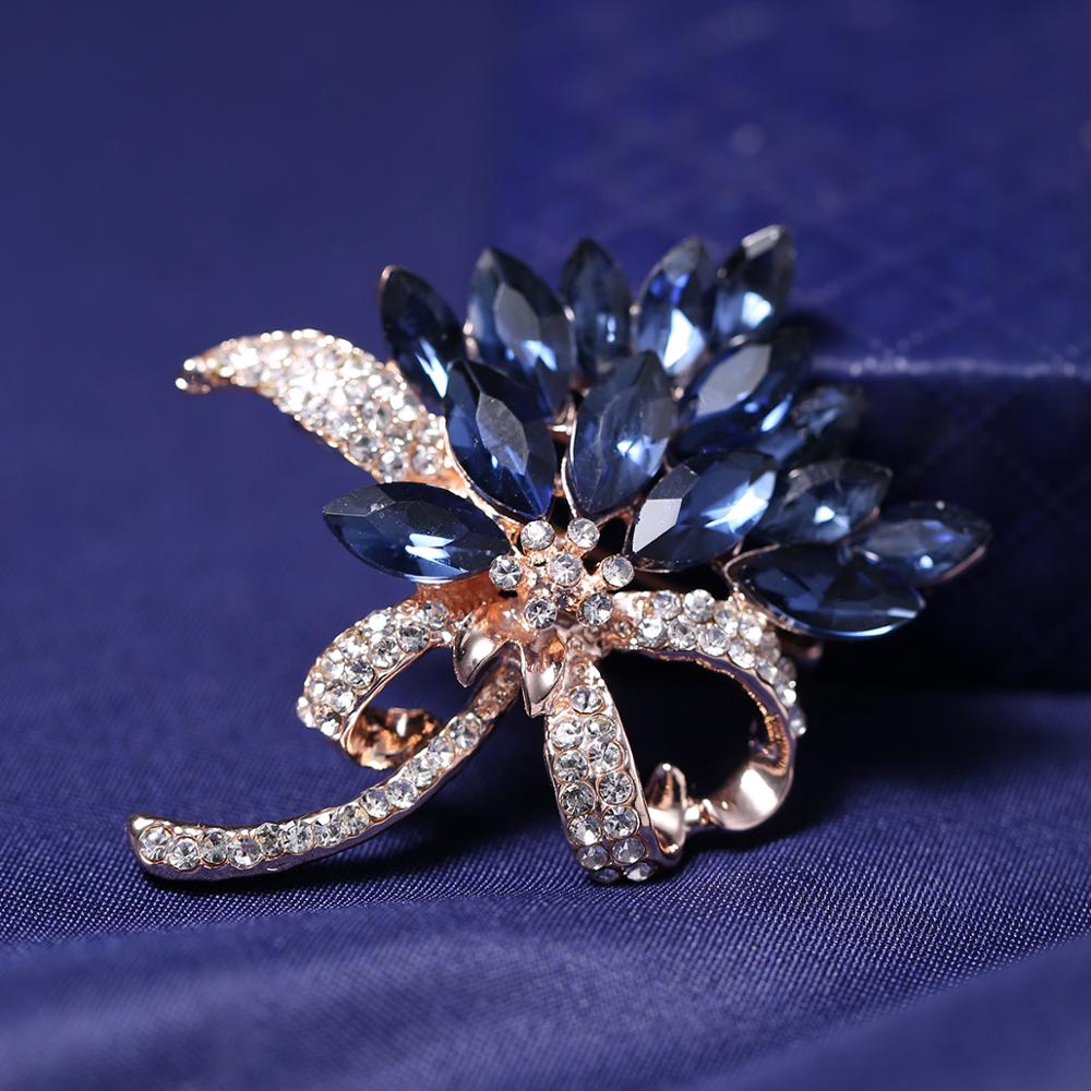 Ghim Cài Áo Hình Hoa Đính Đá Pha Lê Xanh Dương Thời Trang Cho Nữ