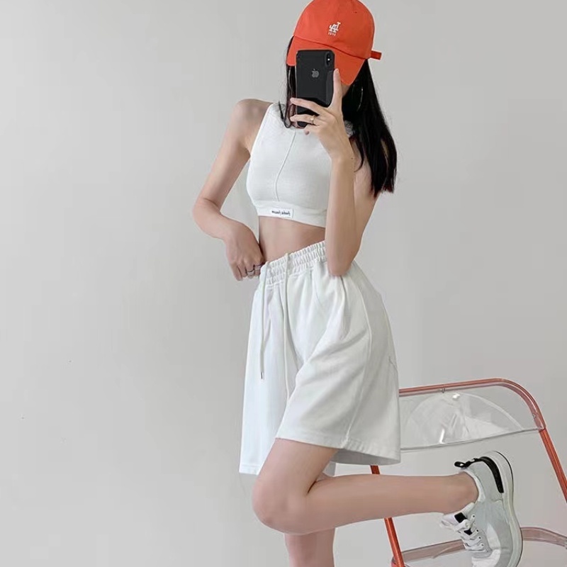 Quần short BH lưng cao phối dây rút thời trang Âu Mỹ mùa hè năng động cho nữ
