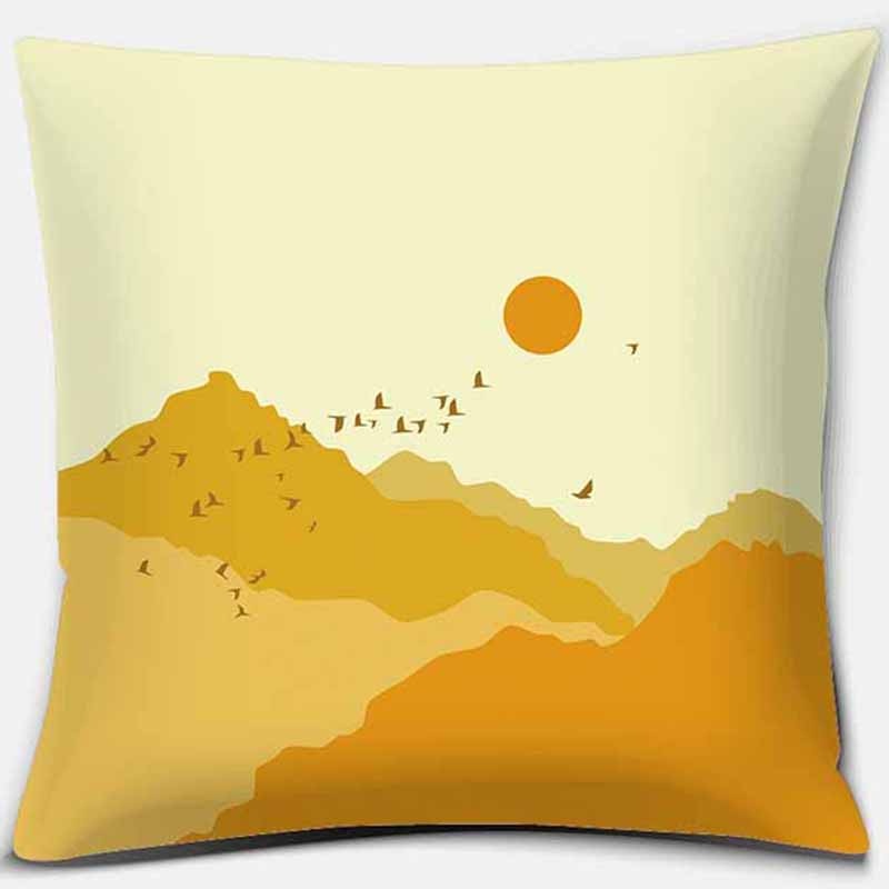 Vỏ Gối Vuông In Hình Phong Cảnh Núi Non 45cm X 45cm