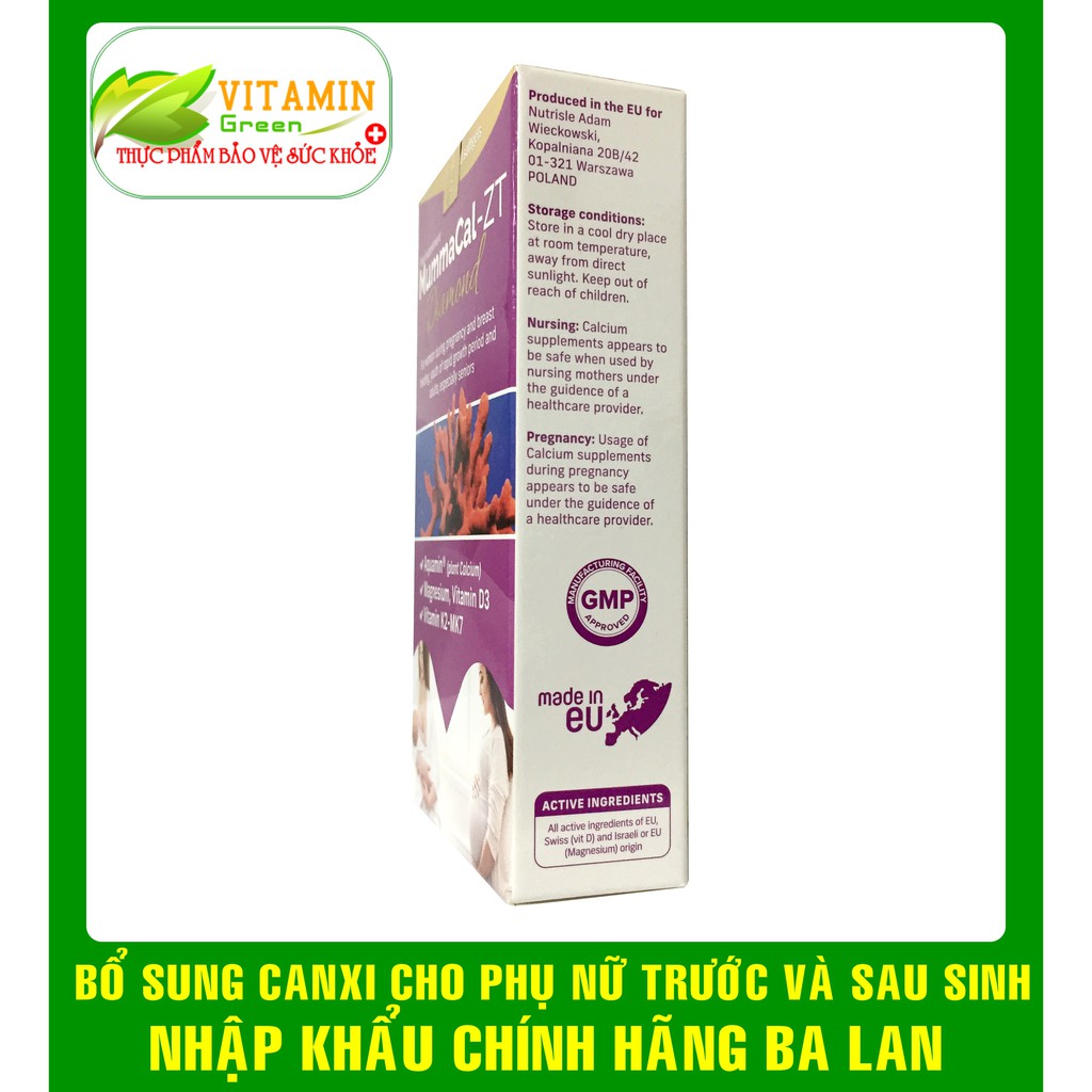 CANXI HỮU CƠ CHO BÀ BẦU VÀ SAU SINH MUMMACAL-ZT Diamond (Aquamin, vitamin D3, vitamin k2) | NHẬP KHẨU CHÍNH HÃNG BA LAN