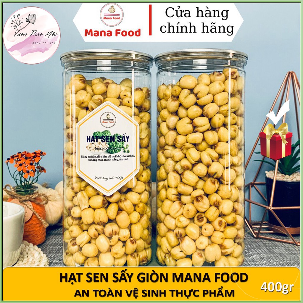 Hạt Sen Sấy Khô Giòn Ăn Liền Không Đường Loại Ngon Mana Food Hủ Pet 400gr - Ăn Vặt ManaFood Chuẩn ATVSTP Chất Lượng