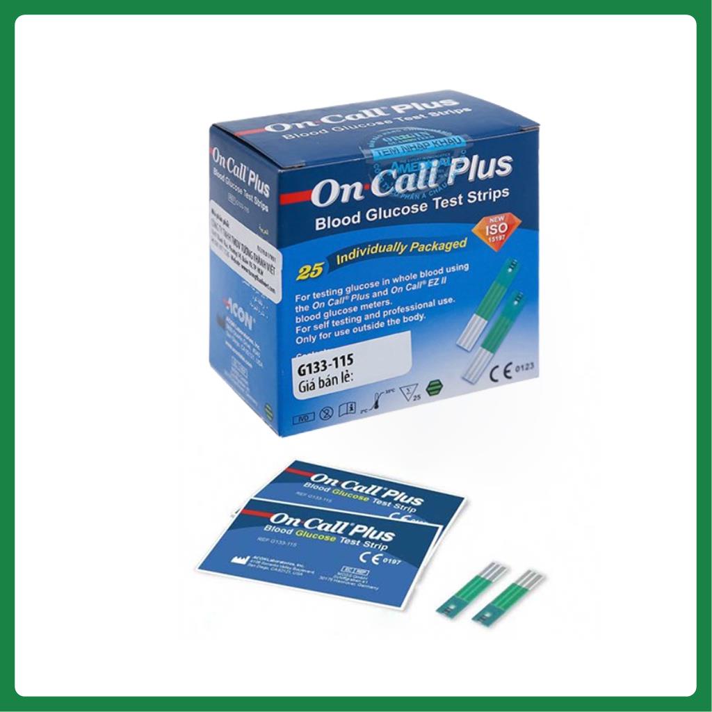 Que thử đường huyết Acon OnCall Plus [Hộp 25 que] - Dùng Cho Máy Đo Đường Huyết On-Call Plus