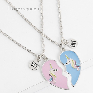 Vòng cổ tình bạn mặt trái tim in hình kỳ lân chữ bff trang sức cho nữ