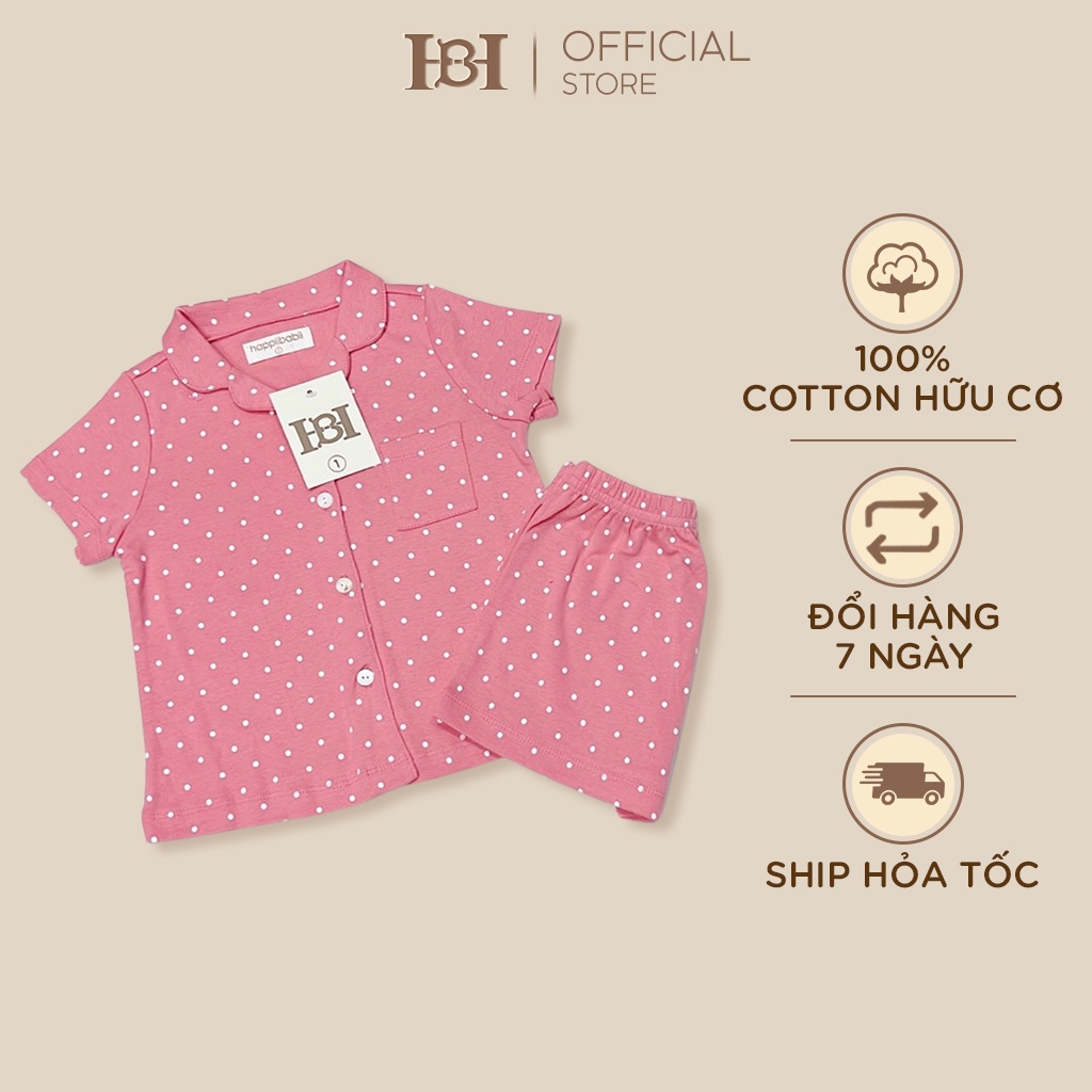 Bộ Quần Áo Pyjama Hapiibabii Tay Ngắn, Vải Cotton Organic, Hoạ Tiết Chấm Bi Cho Bé Mặc Ở Nhà Mùa Hè (1-10 Tuổi)