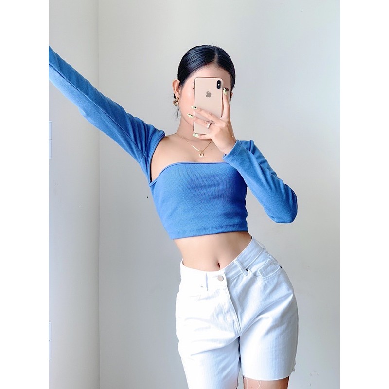 Basic Croptop▪ÁO CROPTOP KHOÉT NÁCH TAY DÀI