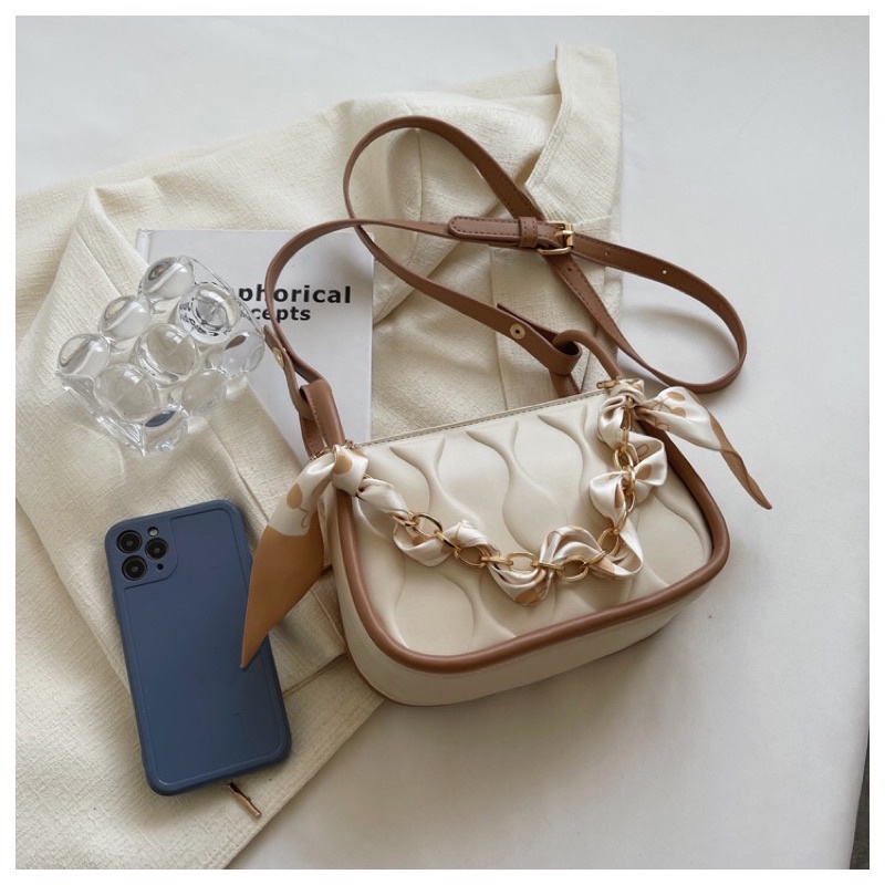 Túi xách đeo vai hình vuông phối dây xích thời trang mùa hè 2022 cho nữ