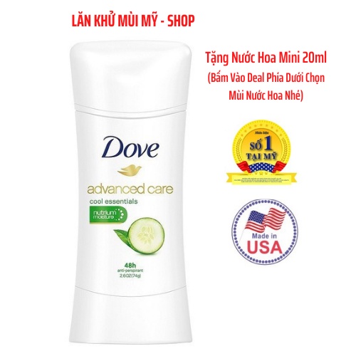 [USA] Lăn Khử Mùi Dove Advanced Care Hương Trái Cây Tươi Mát 74g (Sáp - Nữ)