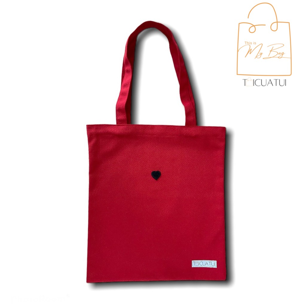 [TOTE BAG LOCAL BRAND] Túi Tote TUICUATUI Vải Canvas Nhiều Màu Icon Thêu Tim Đen Đơn Giản