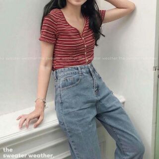 ÁO CROPTOP LEN TĂM KẺ NGANG