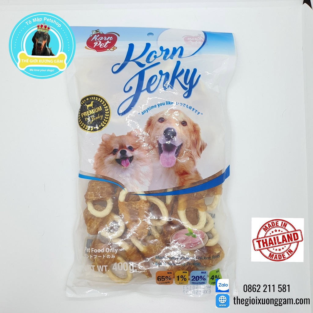 [HCM]KORN Jerky Khô Gà Que Dẻo Cuộn Cho Chó