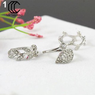 Set 3 nhẫn midi kiểu chiếc lá dễ thương dành cho nữ