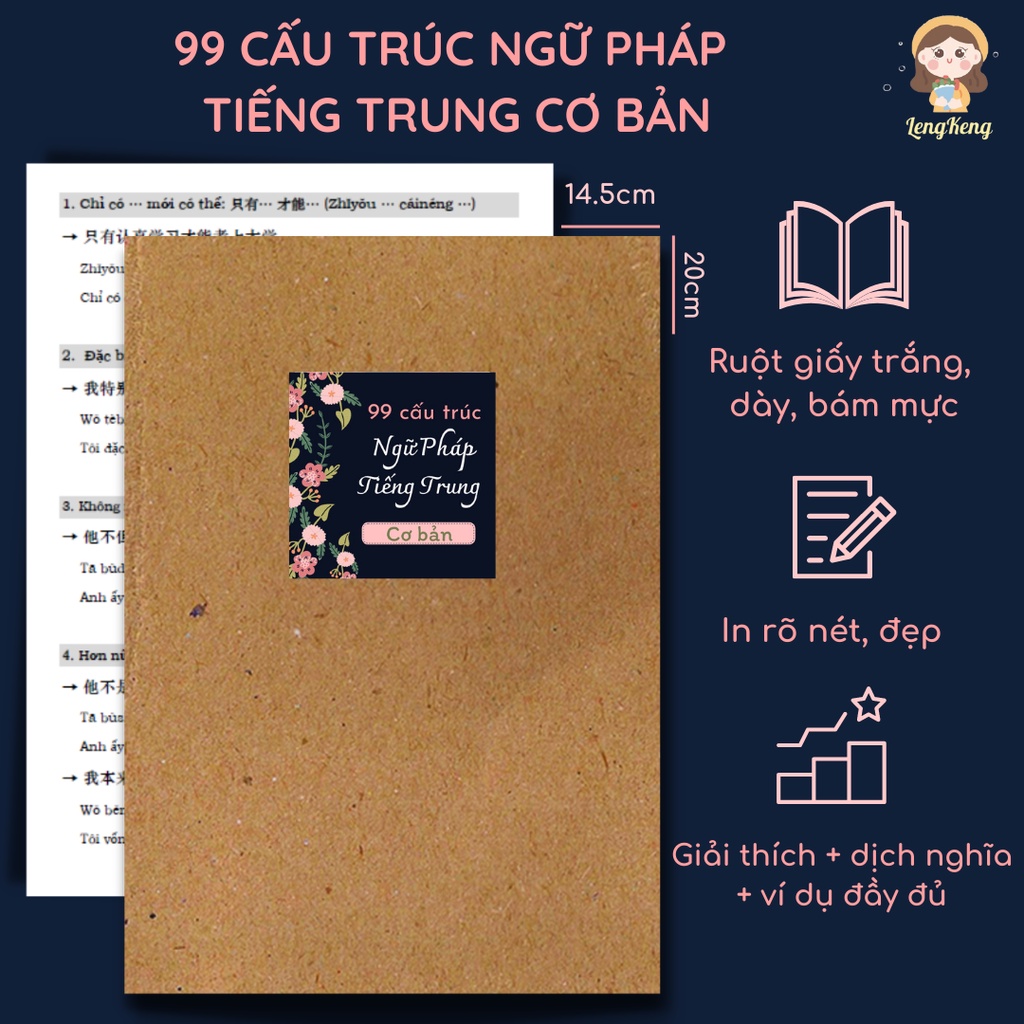 Sổ Tổng hợp 99 cấu trúc ngữ pháp tiếng Trung cơ bản, thông dụng nhất