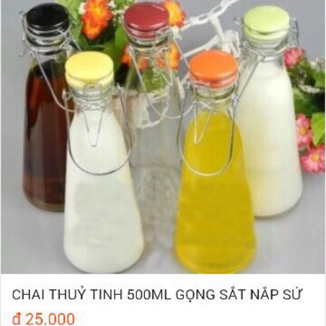 CHAI THUỶ TINH 500ML NẮP SỨ GỌNG SẮT