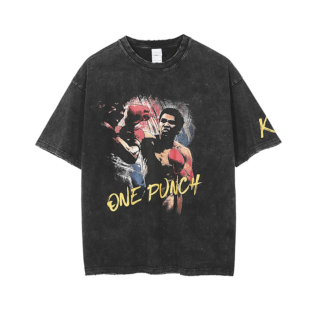 Áo thu nam nữ DECAO form Oversize One Punch Đen