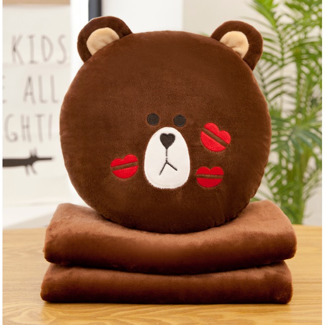 Bộ Gối mền Mr Brown 3in1 nỉ nhung cực mịn- 3 Style- Brownie Kiss- Tiny- Sleepy