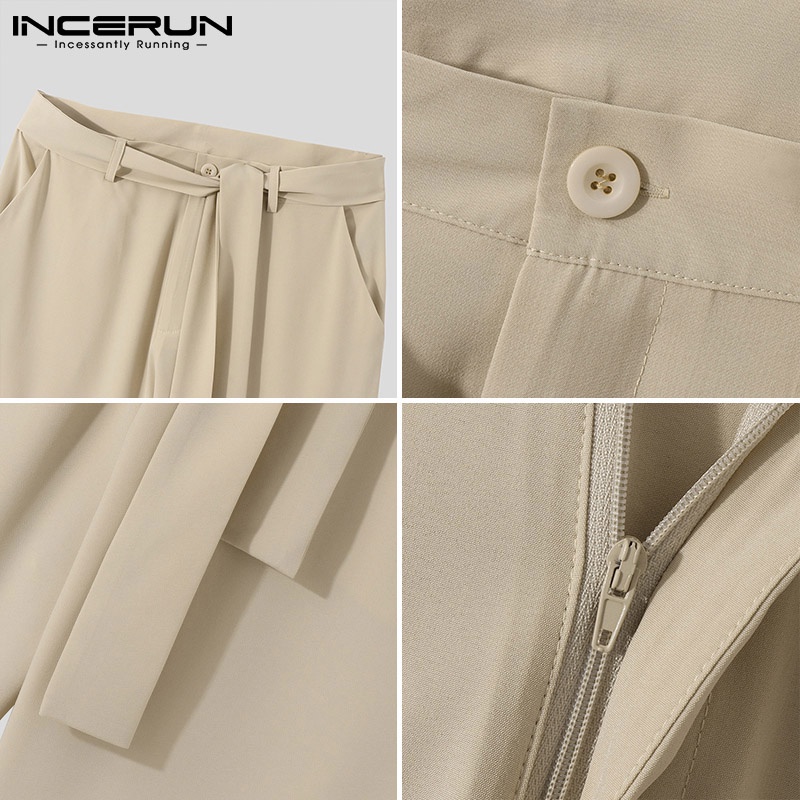 Quần dài Incerun xẻ tà bên hông có 3 màu thời trang kèm thắt lưng dành cho nam