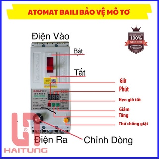 Aptomat bảo vệ mất pha baili 40a 63a 100a, cầu dao bảo vệ mất pha công suất 1.1 kw - 30 kw