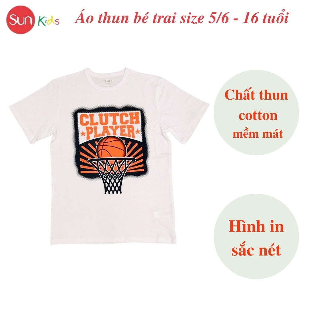 Áo thun bé trai xuất xịn, áo phông cho bé trai, chất cotton, size 5,6-16 tuổi,  - SUNKIDS