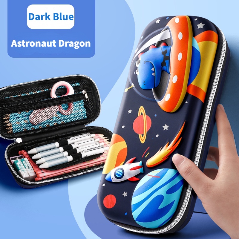 Túi Đựng Bút Chì / Đồ Trang Điểm Cỡ Lớn In Hình Kỳ Lân 3D Dễ Thương Cho Bé Gái