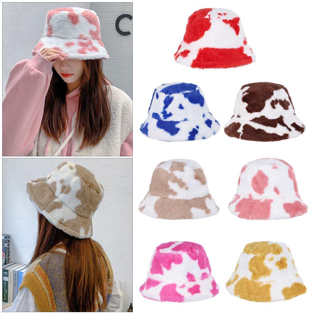 Nón Bucket Chất Liệu Giả Lông Ấm Áp Thời Trang Cho Nữ