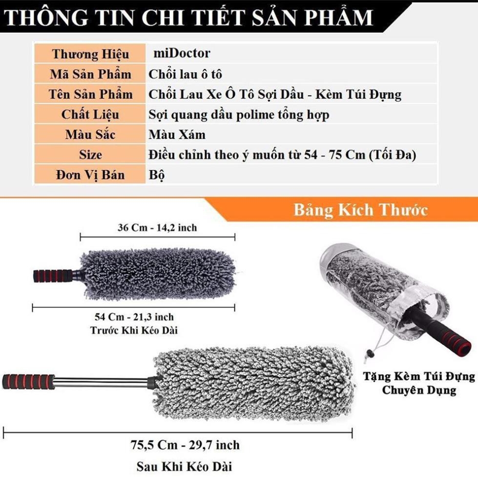 Chổi Nano⚡️FreeShip ⚡️ Lau Rửa Xe Ô tô Chuyên Dụng, Cán Kéo Dài lông mịnh,lau siêu sạch