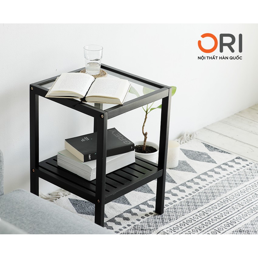 Kệ Gỗ Đầu Giường Mặt Kính Màu Đen - GLASS SHELF BLACK - ORI NỘI THẤT HÀN QUỐC