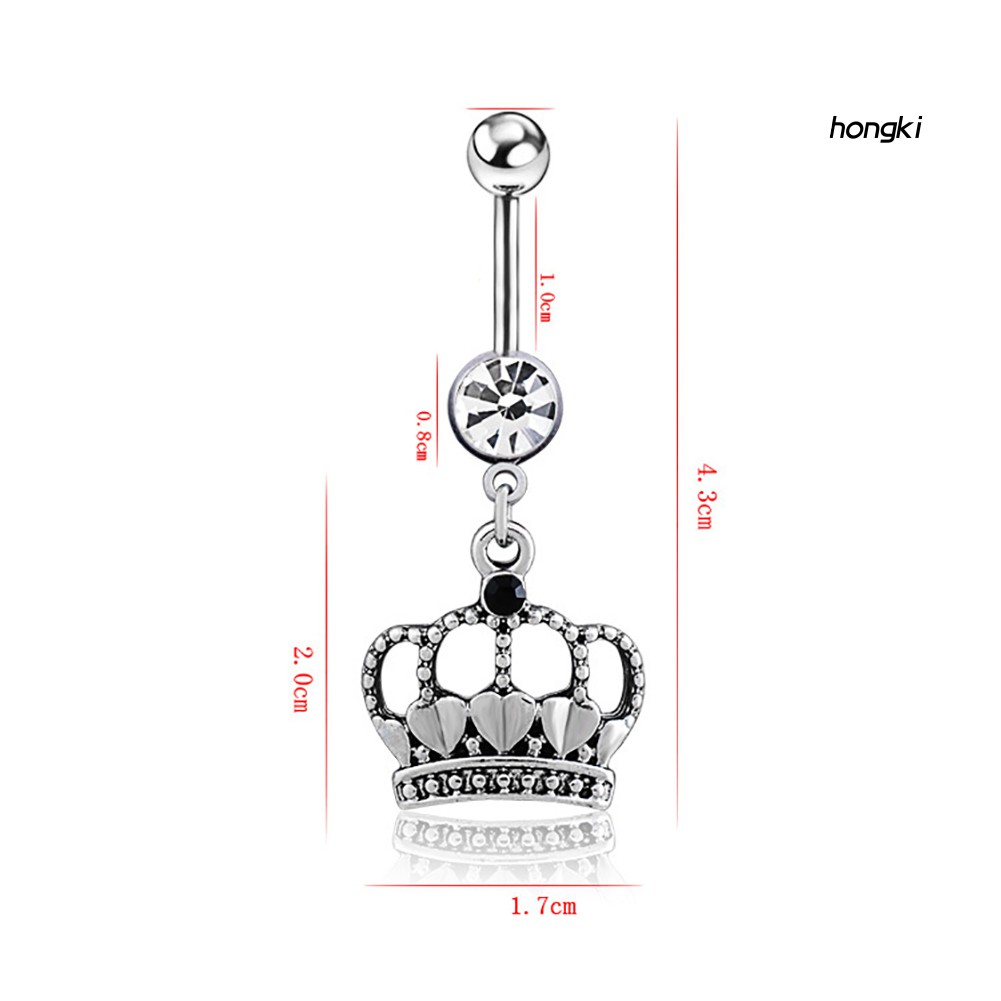 (Hàng Mới Về) Khuyên Rốn Hình Trái Tim Vương Miện Đính Kim Cương Giả Thời Trang Cho Nữ