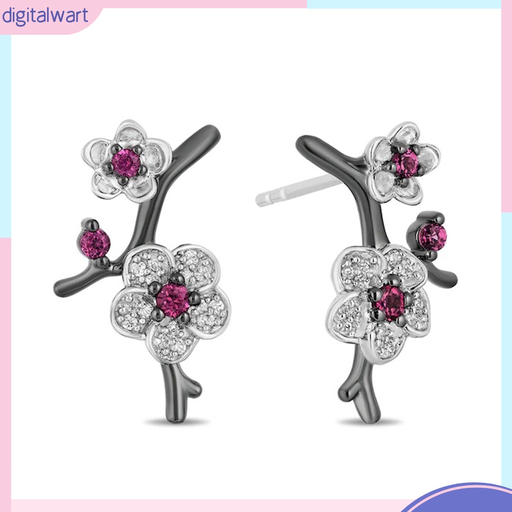 Bộ Trang Sức Họa Tiết Hoa Mận Đính Đá Thời Trang Cho Nữ