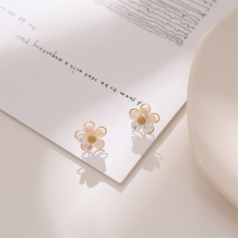 Khuyên tai mạ bạc S952 hình bông hoa nhỏ đơn giản dễ phối đồ phong cách cho nữ