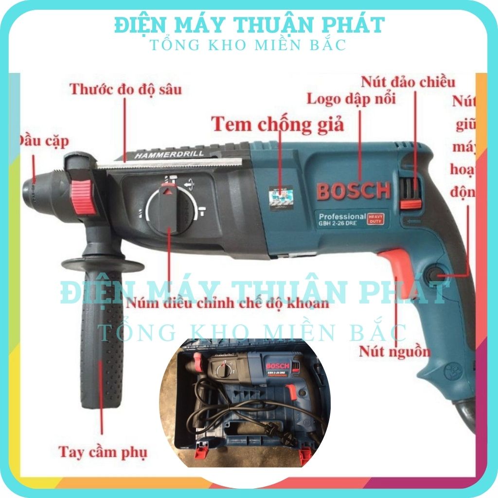 Máy khoan cầm tay đục tường bê tông điện BOSCH 2 26 chính hãng đa chức năng mini giá rẻ