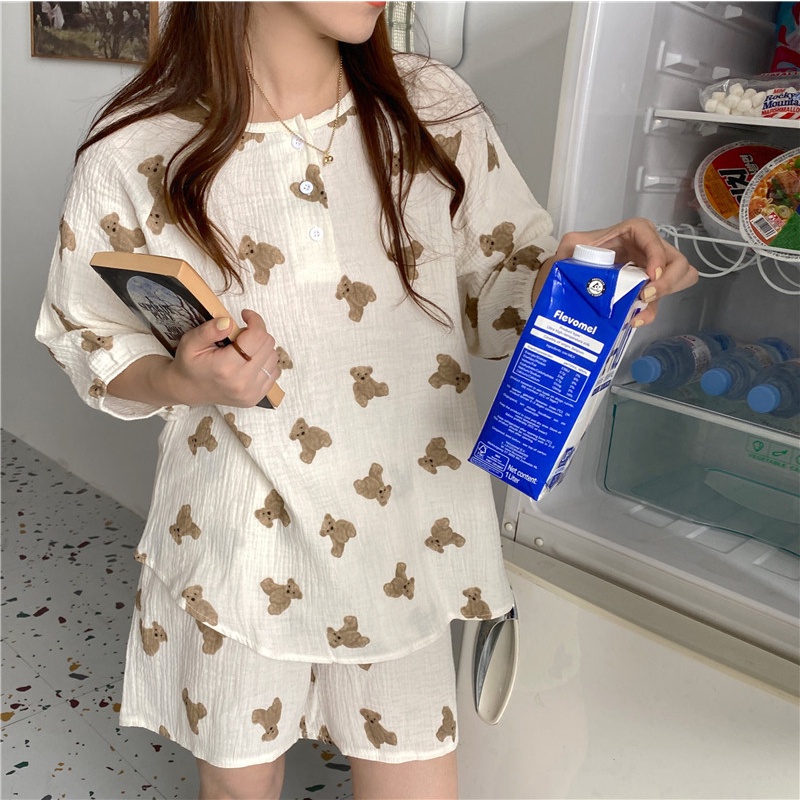 Bộ Đồ Ngủ Mặc Nhà In Hoạt Hình Dễ Thương Thời Trang Mùa Hè 44940 | BigBuy360 - bigbuy360.vn