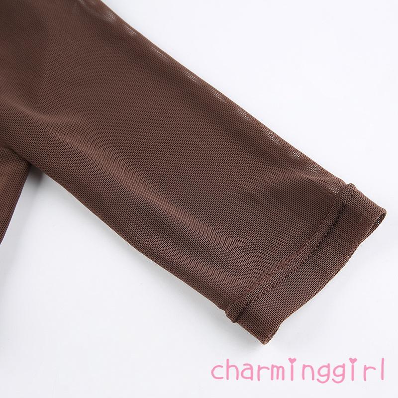 Áo thun xuyên thấu tay dài cực quyến rũ cho nữ