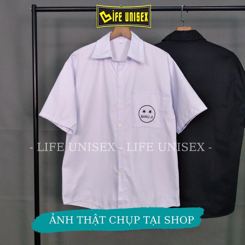 Áo Sơ Mi Kaki in MẶT CƯỜI BARUJI Form Rộng Nam Nữ Life Unisex