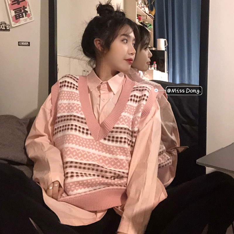 Áo Khoác Không Tay Cổ Chữ V Dáng Rộng Thời Trang Hàn Quốc