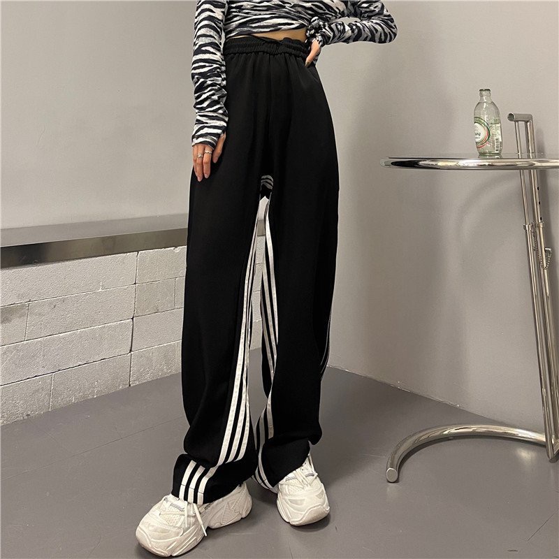Quần suông ống rộng nữ quần sọc thể thao nam ống suông unisex SIB050