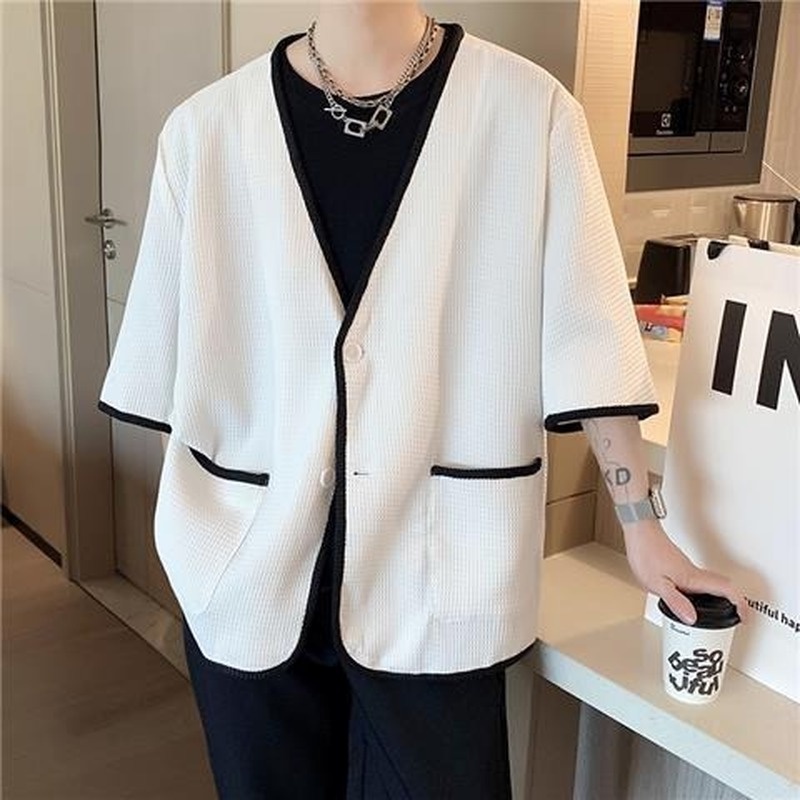 Áo Khoác Vest Tay Lửng Dáng Rộng Thời Trang Mùa Hè Cho Nam