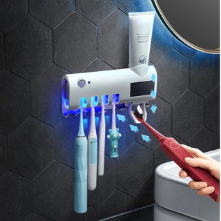 Giá treo bàn chải, kem đánh răng diệt khuẩn bằng tia UV 99,9% tự sạc bằng ánh sáng