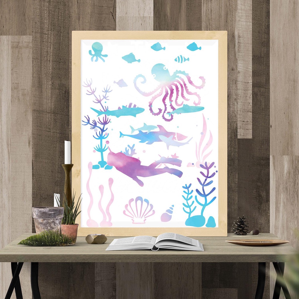 Set 16 / 20 Khuôn Vẽ Hình Sinh Vật Biển / Cá Ngựa Bằng Gỗ Tiện Dụng