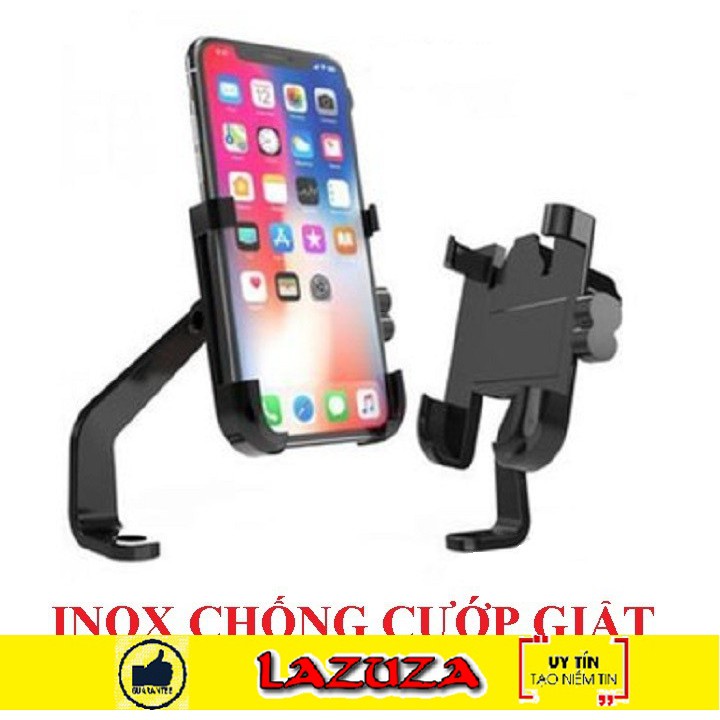 Giá Đỡ - Kẹp Điện Thoại Gắn Xe Máy Inox C2 Chắc Chắn, Chống Rung, Chống Cướp Giật