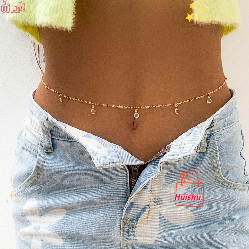 ✣HS✣ Fashion Sexy Waist Chain Women Beach Bikinis Chain Belly Belt Chain New Summer|Glass Festival Accessories Body Jewelry/Multicolor