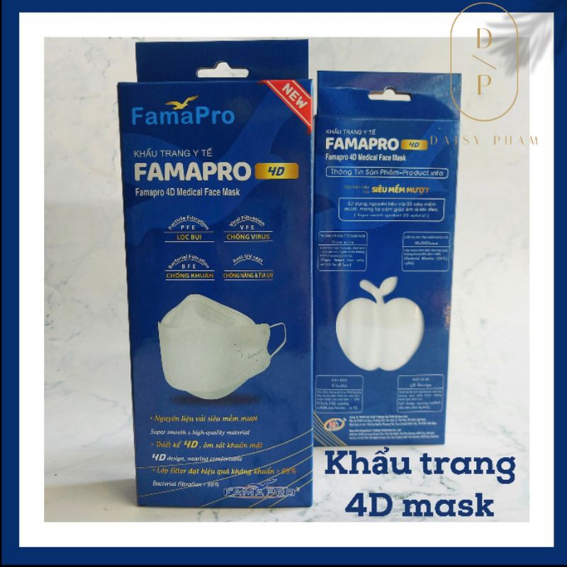 Hộp 10 cái khẩu trắng 4D công nghệ Hàn Quốc, hạn chế lem son, dễ thở khi sử dụng lâu